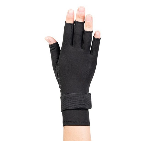 Wholesale manufacturer hand arthritis compression gloves with strap half finger breathable gloves