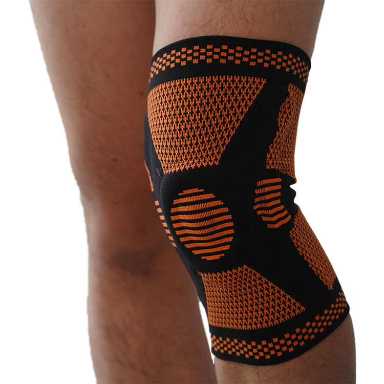Custom high quality Elastic Nylon Sport Knee Sleeve with Patella Gel Pad and Side Stabilizers 5034