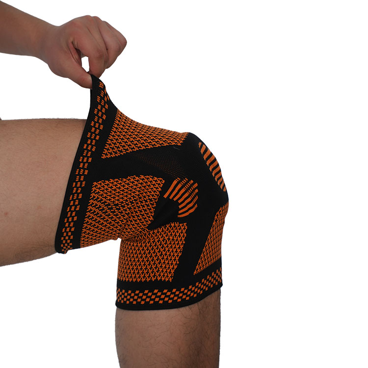 Custom high quality Elastic Nylon Sport Knee Sleeve with Patella Gel Pad and Side Stabilizers 5034